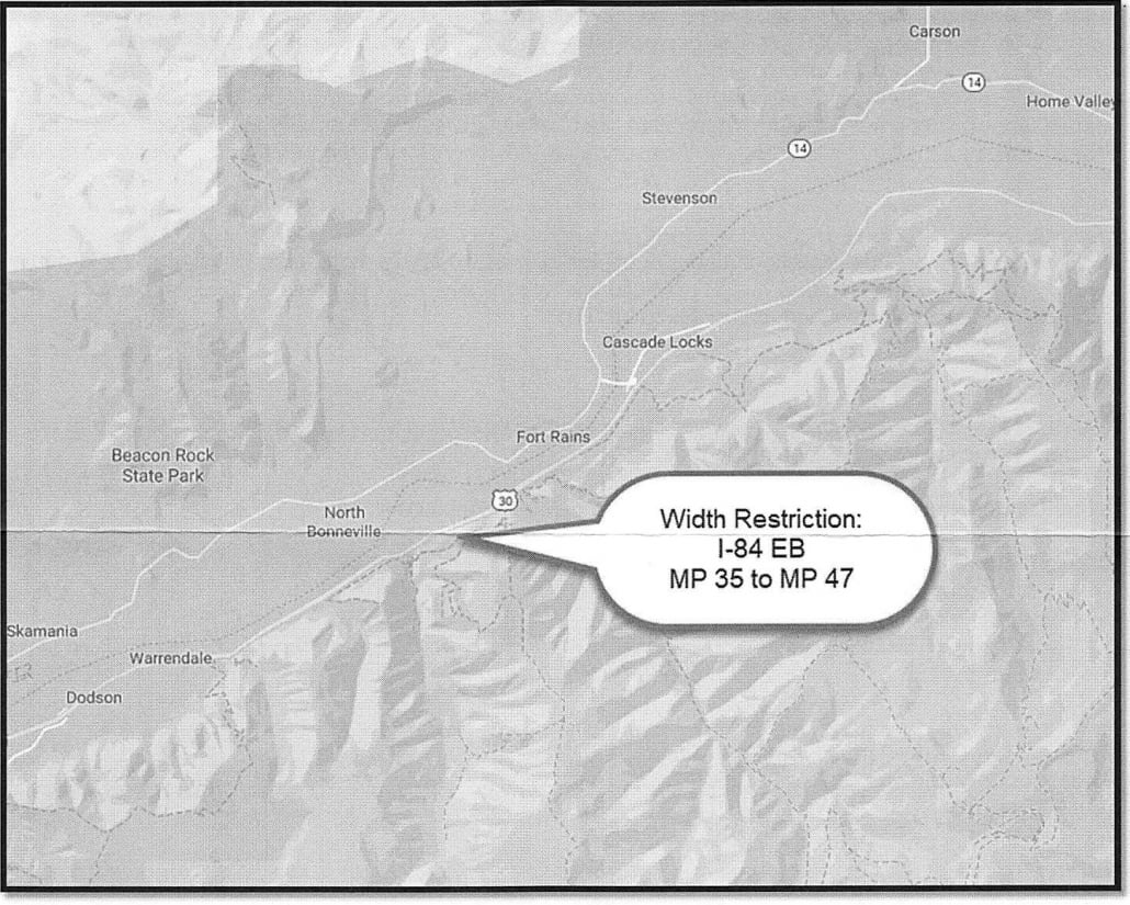 OR: I-84 Legal Width Restriction