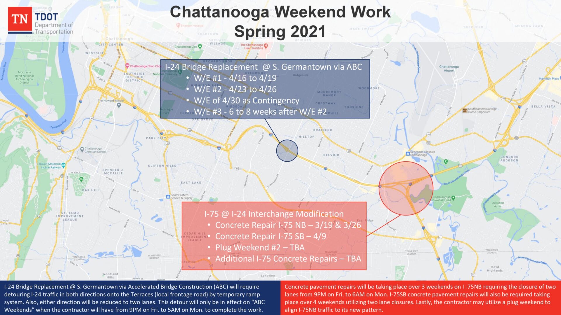 TN: Chattanooga Interstate Construction & Oversize Restrictions