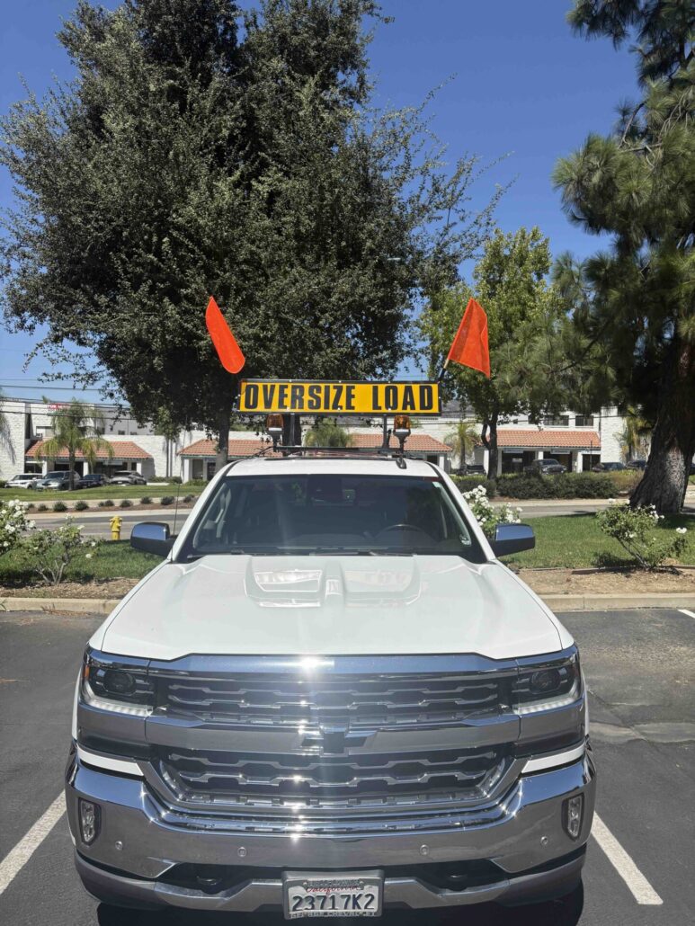 Truck-mounted custom Pilot Car Rack Made by WCS Permits & Pilot Cars