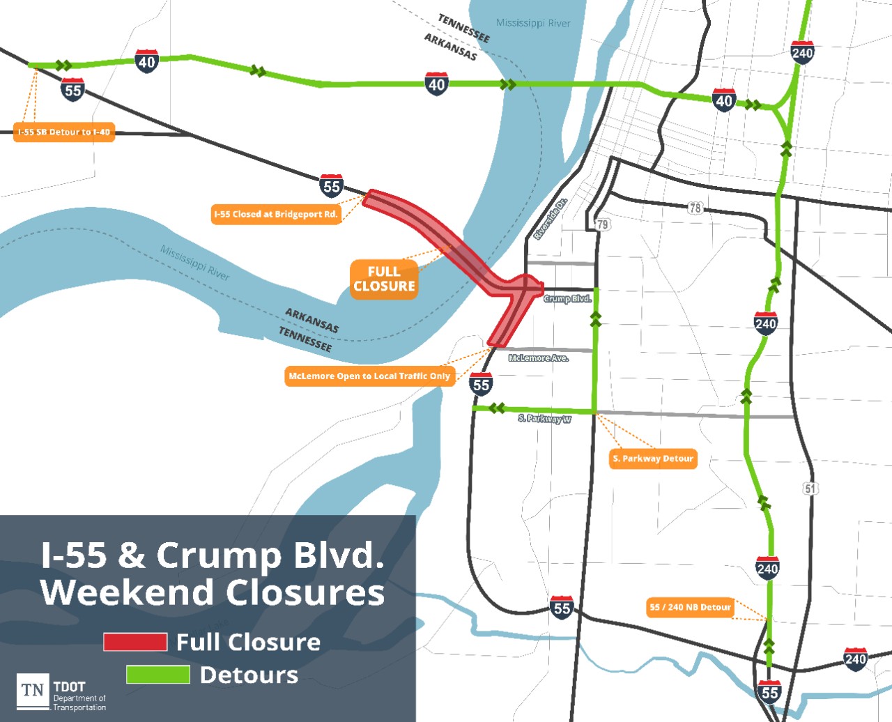 I-55 Mississippi River Bridge Closing for Two Weeks